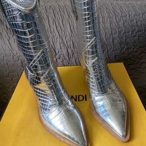 Brand new silver fendi cowboy boots 100% authentic new never used